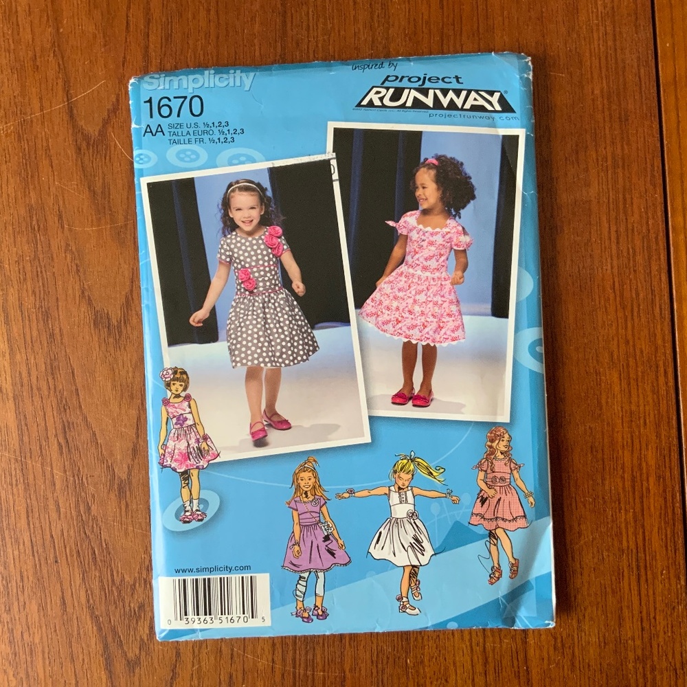 Simplicity #1670 Toddler’s & Child’s Dresses, Sizes 6months to  3T